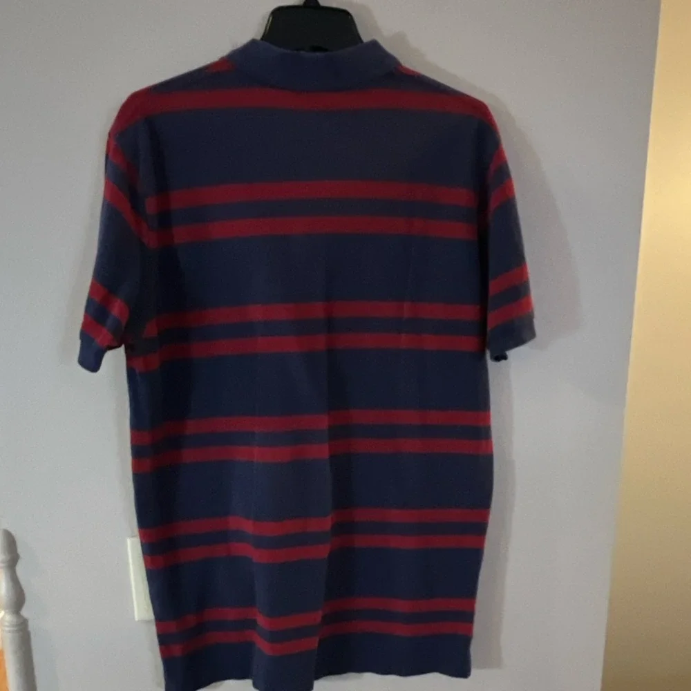 Polo Ralph Lauren Polo Shirt‎ Men's L Blue/Red Striped Cotton Embroidered Logo